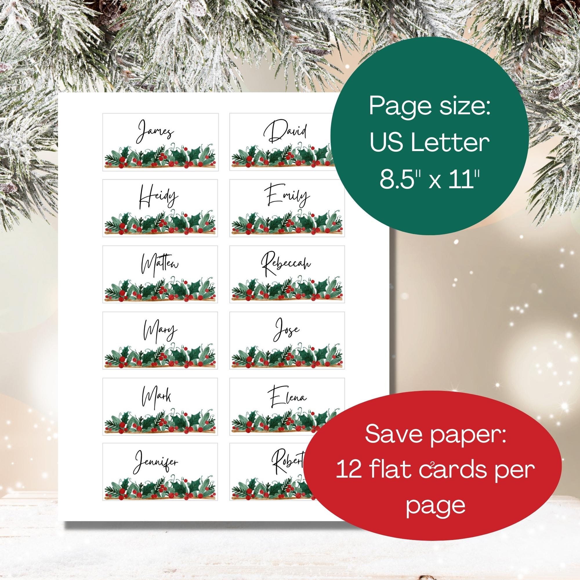 Christmas Place Card Template: Winter Holiday Dinner Seating (instant Download) - Etsy for Name Plate Free Printable Christmas Place Cards Template