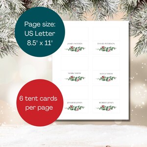 Christmas Place Card Template, Winter Wedding Place Cards, Editable 3 ...