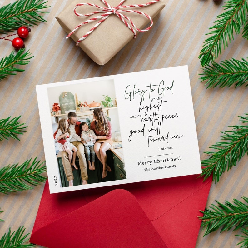 Religious Christmas Cards With Photo Christian Christmas Card Etsy