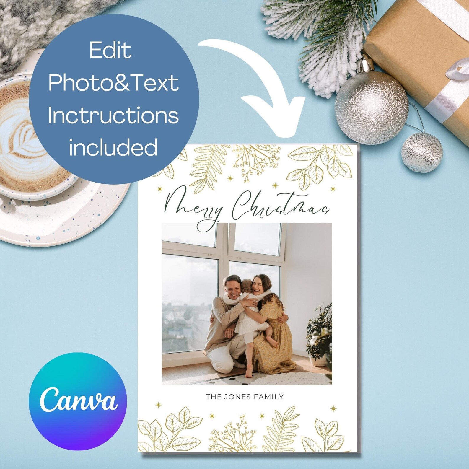 Christian Christmas Card Template With Photo, Religious Christmas Card ...