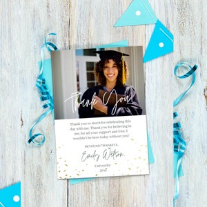 Abschluss Dankeskarte Vorlage, personalisierte Abschlusskarte mit Foto, Dankeschön, High School College, Canva Vorlage