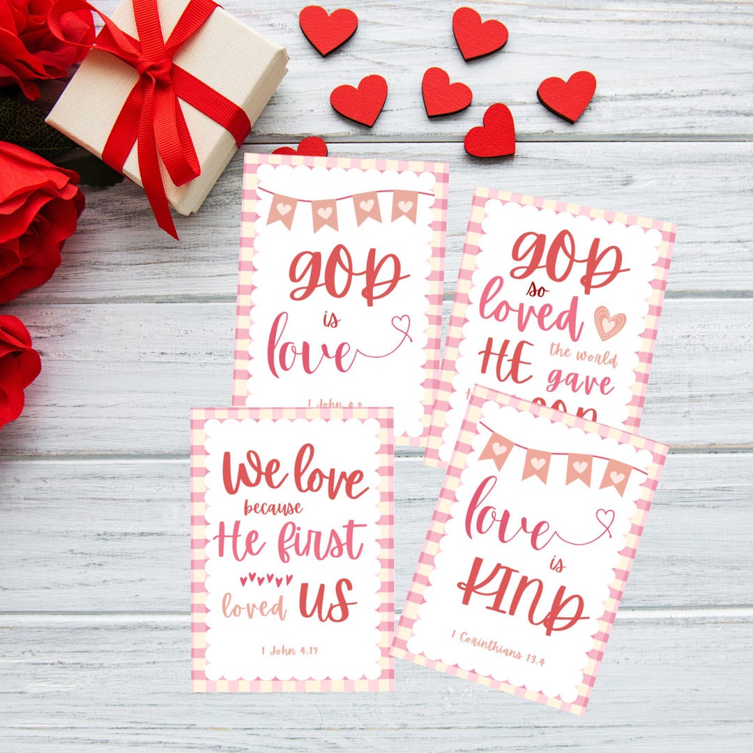 Set of 4 Scripture Valentine Cards: Christian Bible Verse Printables ...