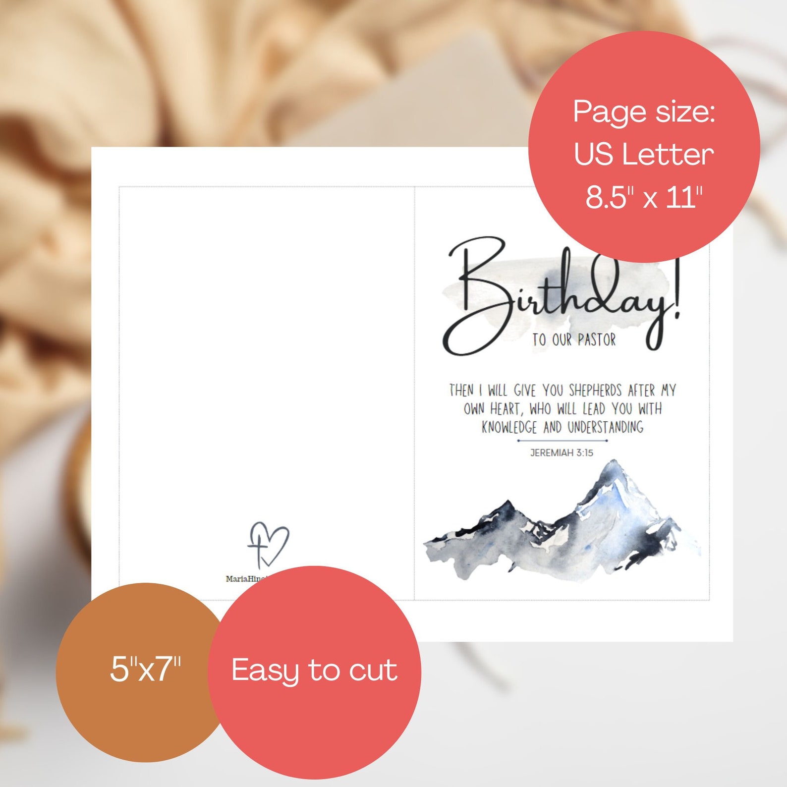 Printable Birthday Card for Pastor, Scripture Birthday Card for Church ...