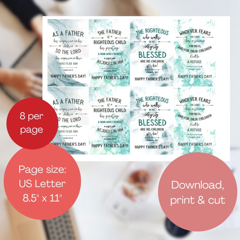 Scripture Father's Day Gift Tags, Printable Father's Day Gift Tags ...
