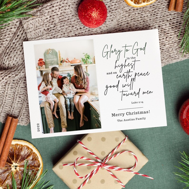 Religious Christmas Cards With Photo Christian Christmas Card Etsy