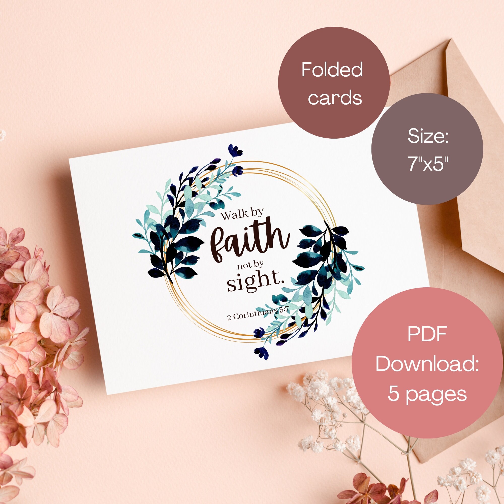 Set of 5 Printable Scripture Greeting Cards Greeting Cards - Etsy