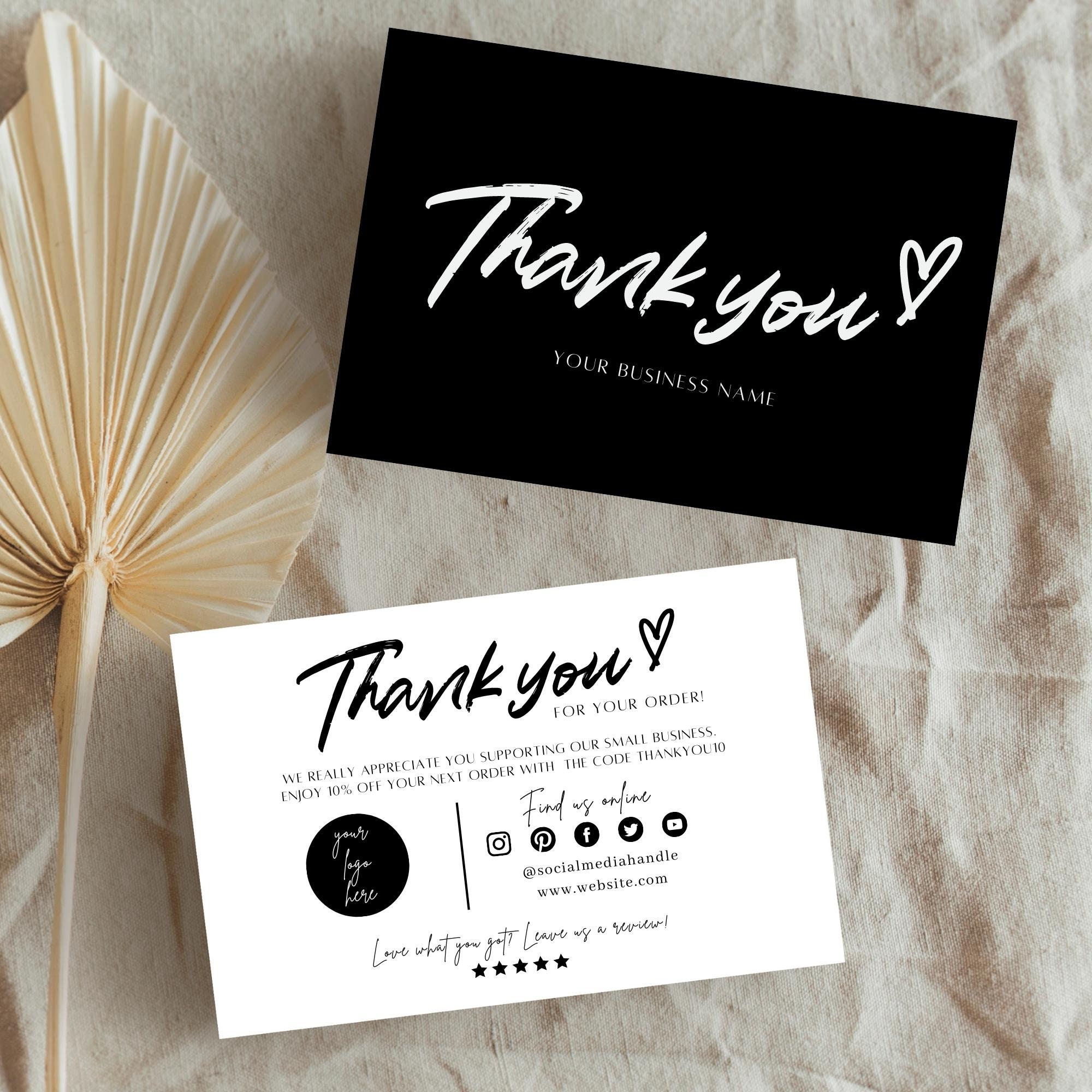 Editable Thank You Cards Small Business Thank You for Your - Etsy