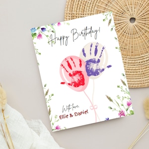 Printable Happy Birthday Handprint Craft, Handmade Birthday Kids Craft For Mom, For Grandma, For Aunt, Instant PDF Download