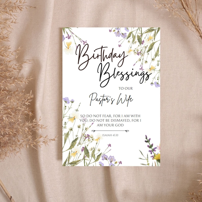 Printable Birthday Card for Pastor's Wife, Scripture Birthday Card for ...