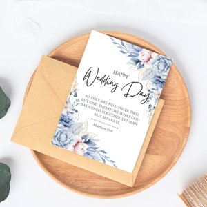 Printable Christian Wedding Card, Scripture Wedding Congratulations Day Card, Christian Bible Verse Love Card, Instant PDF Download