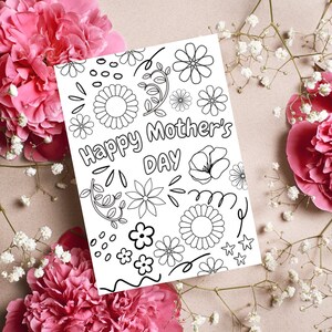 Cartão para colorir para o Dia das Mães para impressão, cartão engraçado dobrado para o Dia das Mães, cartão colorido para você mesmo, para a mãe, para a vovó, download instantâneo