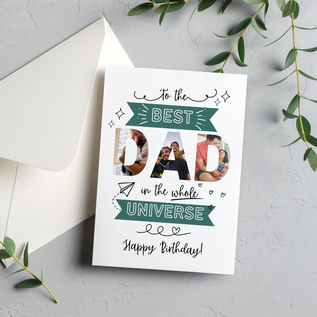 Dad Card Personalized Photo Dad Birthday Card: Editable Canva Template - Etsy