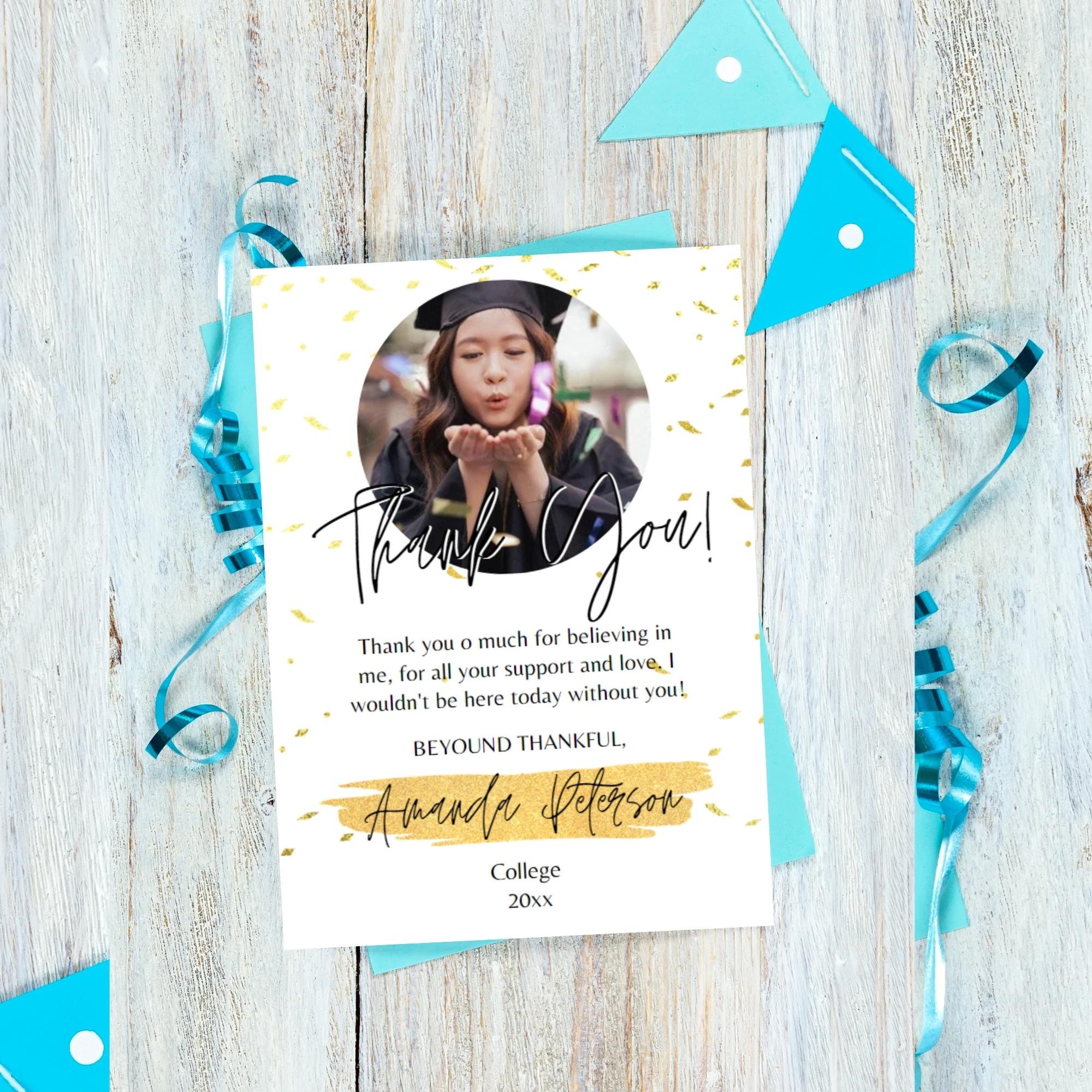 Graduation Thank You Card Template, Personalized Graduation Card With