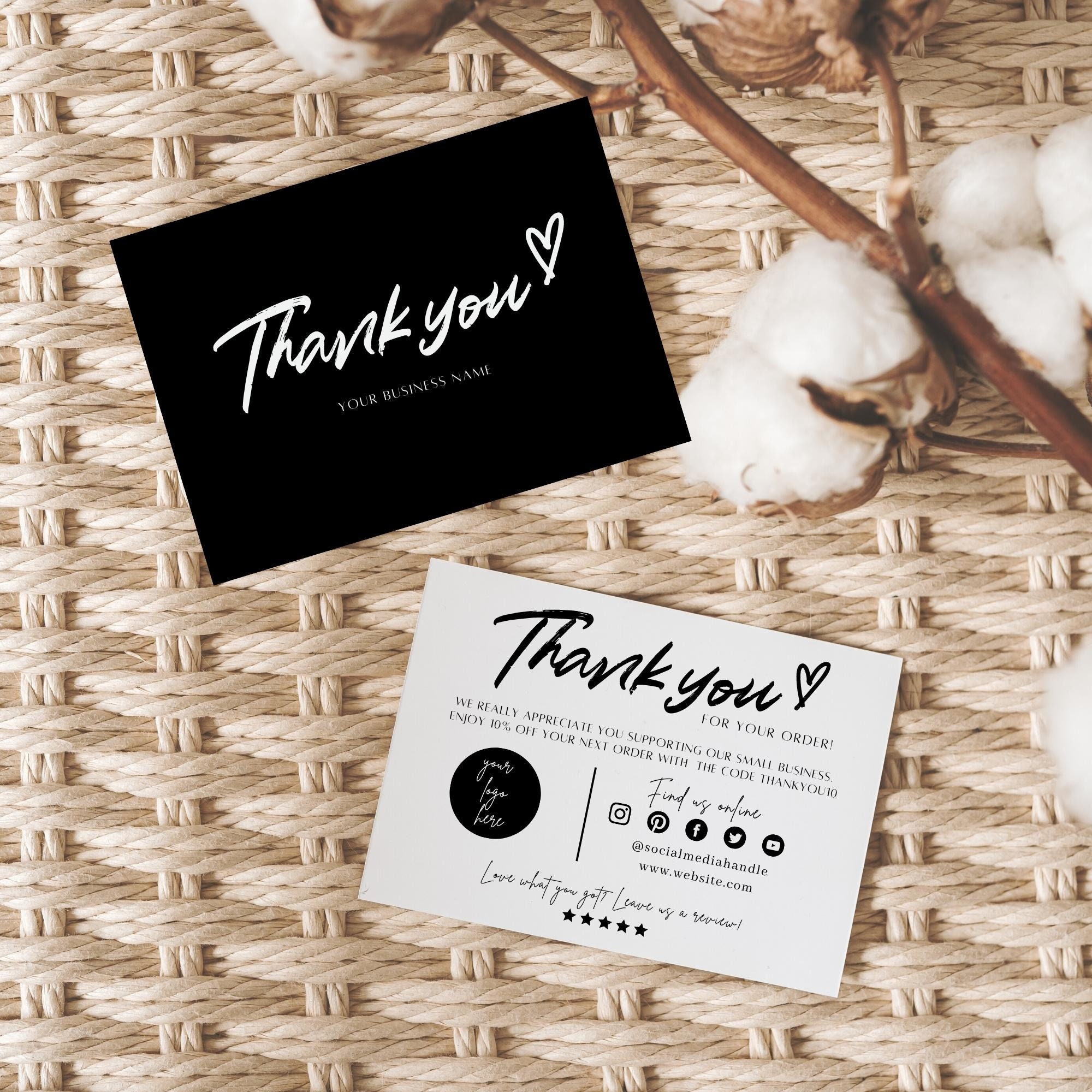 Editable Thank You Cards Small Business Thank You for Your - Etsy