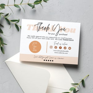 Bearbeitbare Dankeskarten, Danke für Ihren Einkauf für kleine Unternehmen, druckbare Verpackung, personalisierte Business Canva-Vorlage