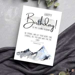 Cartão de aniversário imprimível para o marido, cartão de aniversário das escrituras para ele, cartão do versículo da Bíblia cristã para o marido, download de PDF