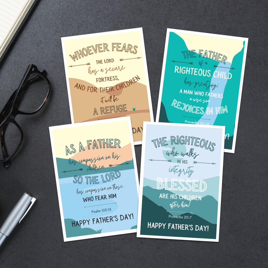 Set of 4 Printable Father's Day Cards, Scripture Father's Day Cards ...