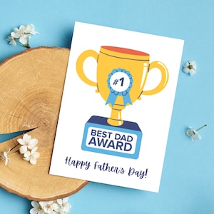Biglietto di auguri per la festa del papà stampabile, biglietto di auguri divertente piegato per la festa del papà per papà, biglietto di auguri per il premio del miglior papà, per il nonno, download PDF immediato