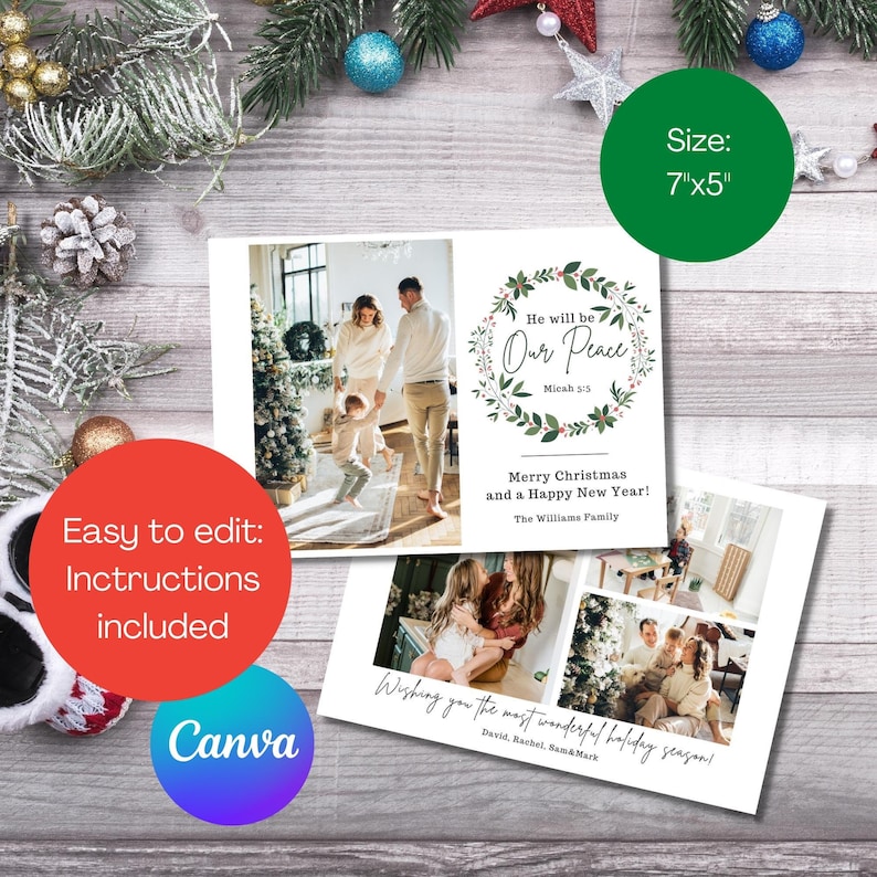 Bundle Religious Christmas Card Template With Photo, Set of 7 Christian ...