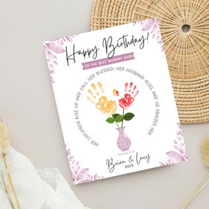 Escritura editável, artesanato de impressão manual de feliz aniversário, artesanato de aniversário personalizado para mãe, cristão, escola dominical, modelo Canva em dois tamanhos