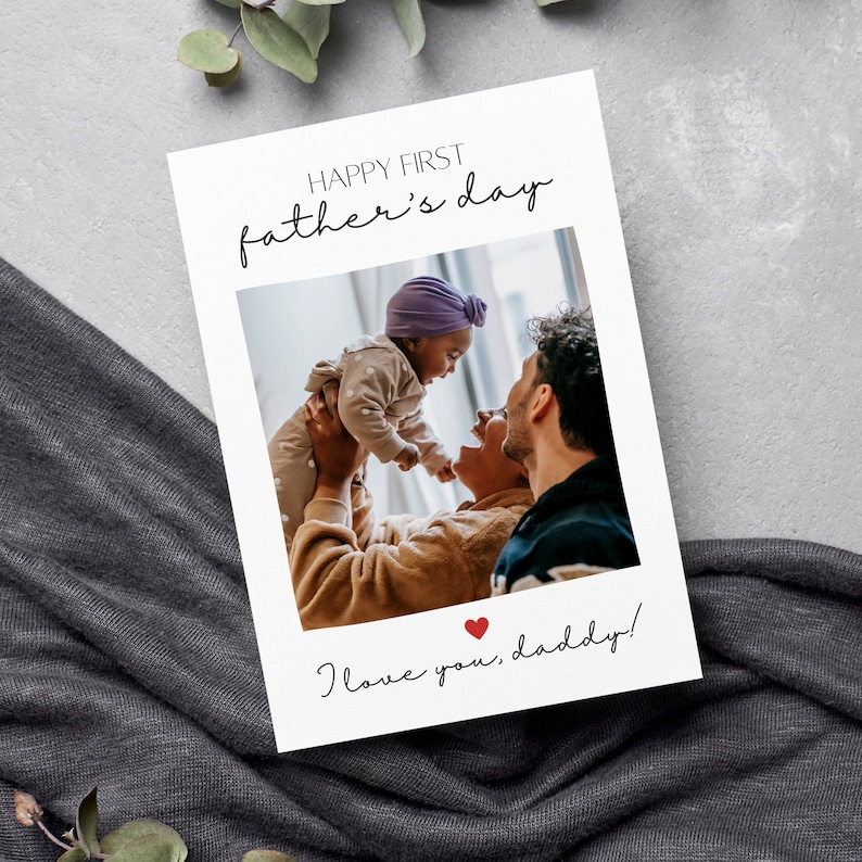 Editable First Father's Day Card With Photo, Card for Dad for Grandpa ...