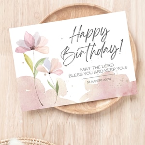 Conjunto de 4 cartões de aniversário com escrituras para impressão, conjunto de 4 cartões de felicitações, cartões com versículos bíblicos cristãos, cartões de incentivo, download instantâneo