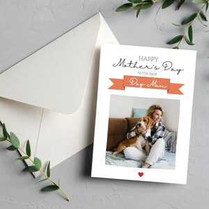 Tarjeta editable para el Día de la Madre con foto, tarjeta para mamá perruna, tarjeta personalizada para mamá perruna, plantilla imprimible de Canva