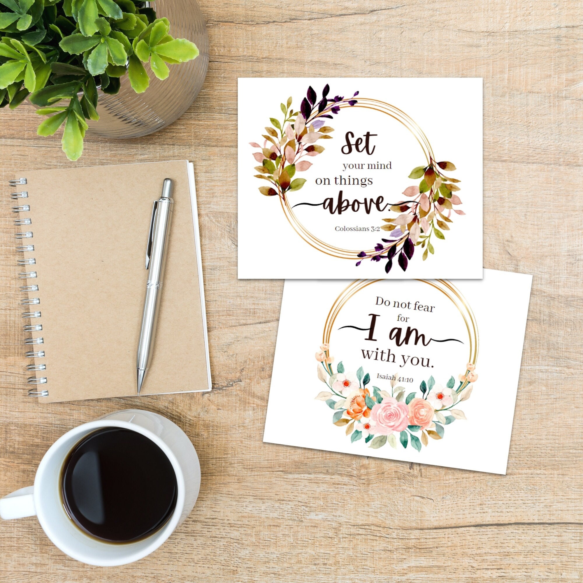 Set of 5 Printable Scripture Greeting Cards, Greeting Cards, Christian ...