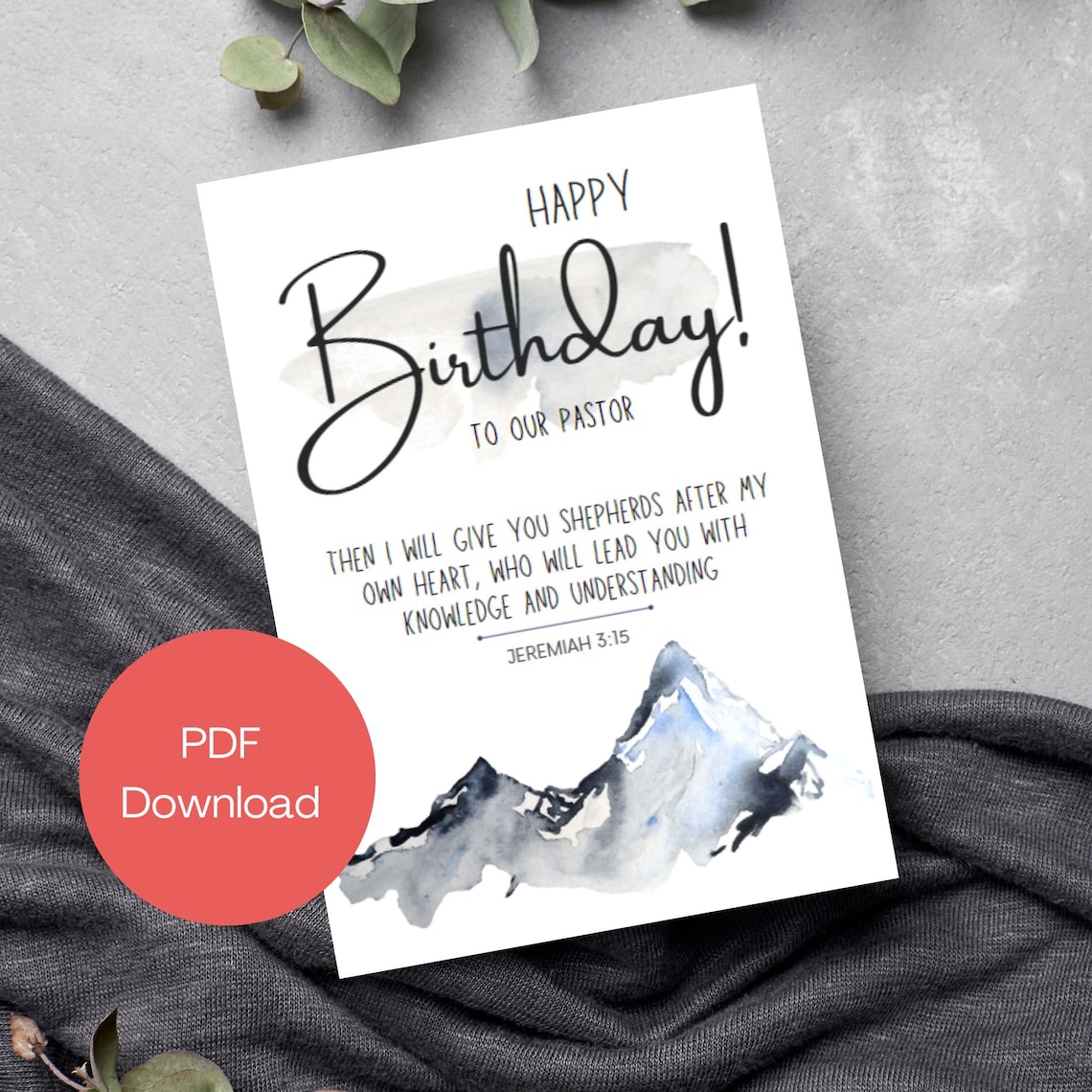 Printable Birthday Card for Pastor, Scripture Birthday Card for Church ...