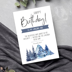 Afdrukbare verjaardagskaart voor papa, schriftverjaardagskaart voor vader, christelijke bijbelverskaart voor papa, instant pdf-download + envelop