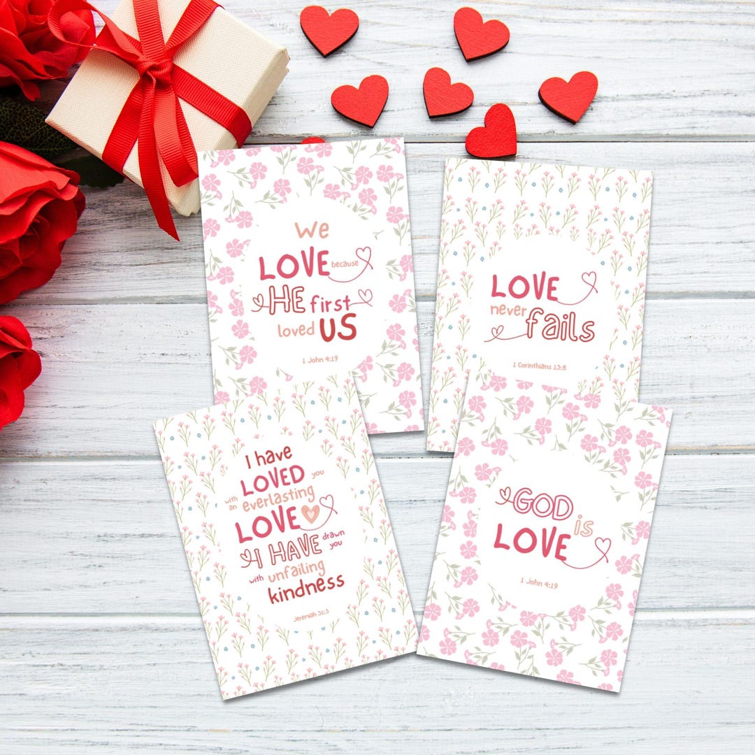 Scripture Valentine Cards: Christian Bible Verse Printables (digital ...