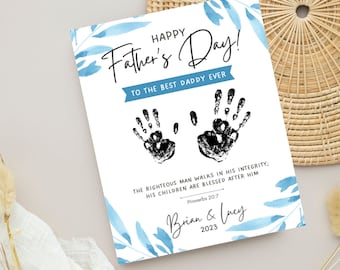 Editable Scripture Father&#39;s Day Handprint Craft, Personalized Father&#39;s Day Craft, Christian, Church Sunday School Craft, Canva Template