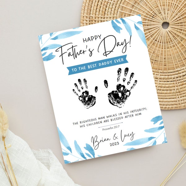 Editable Scripture Father's Day Handprint Craft, Personalized Father's Day Craft, Christian, Church Sunday School Craft, Canva Template