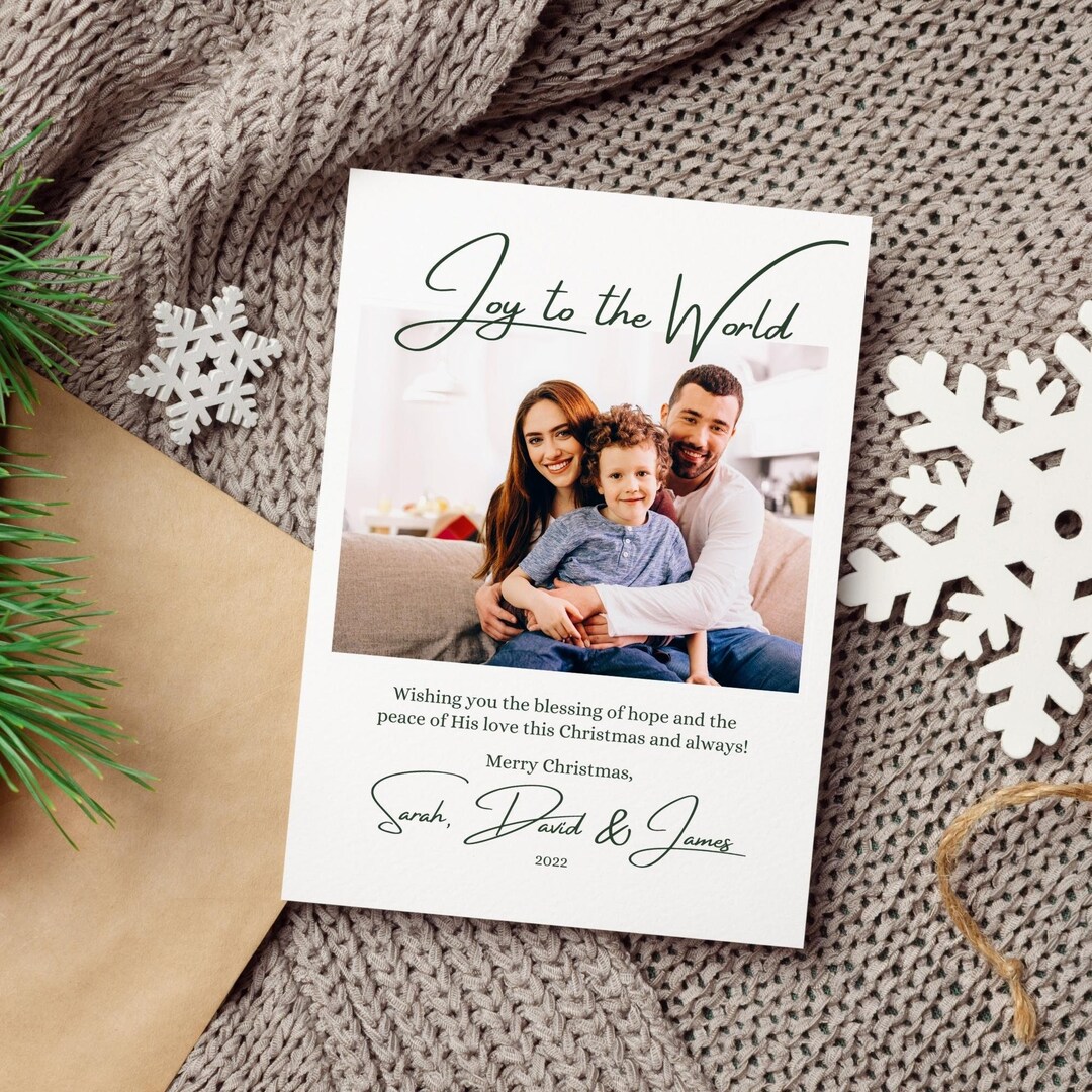 Editable Photo Christmas Card Template Religious Bible Verse (digital