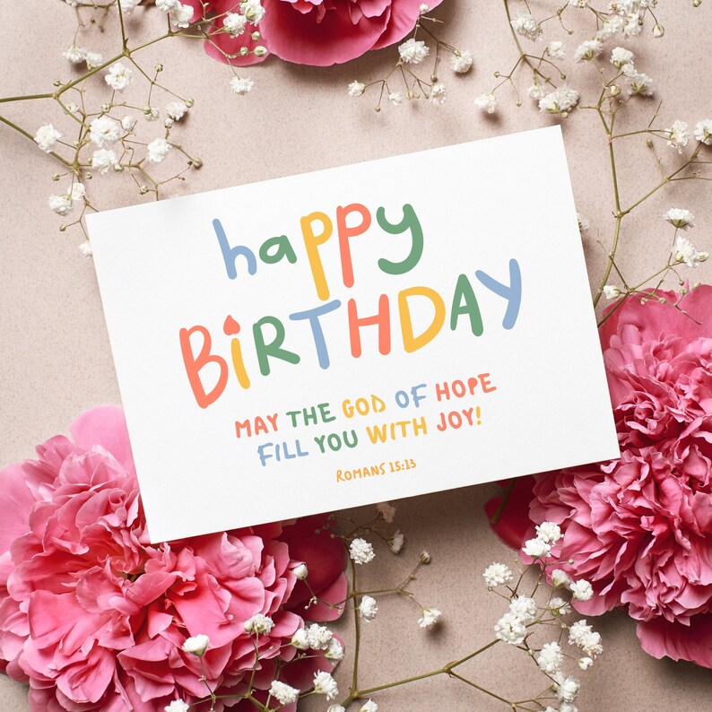 Printable Scripture Birthday Cards, Set of 4 Greeting Cards, Christian