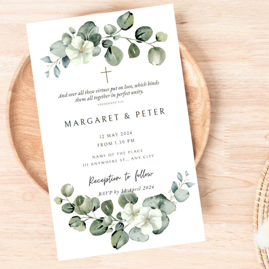 Editable Christian Wedding Invitation Template Bible Verse canva Editable Christian Wedding Invitation Template Bible Verse canva