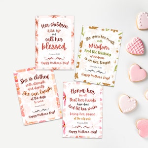 Scripture Mothers Day Cards, Printable Mother&#39;s Day Cards, Christian Cards, Bible Verse Mothers Day Cards, Church Sunday School, Download