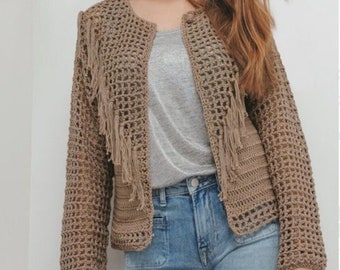 cardigan crochet  pattern , easy cardigan, cardigan mesh cardigan Women, jacket, Cotton , PDF