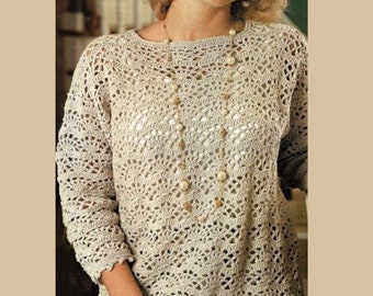 Patrón de crochet suéter suéter de encaje Patrones de crochet, suéter de señora, suéter de verano crochet patrón de mujer pdf