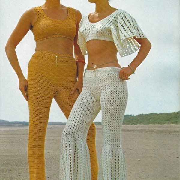Summer suit crochet pattern, pants crochet, top crochet, trousers pdf