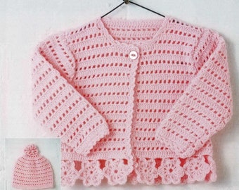 Crochet pattern baby cardigan jacket Lace Baby Cardigan Crochet Pattern (PDF) instant download vintage pattern