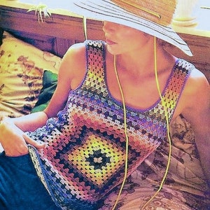 Top tank Crochet pattern, granny square crochet top, easy top crochet pattern instant download