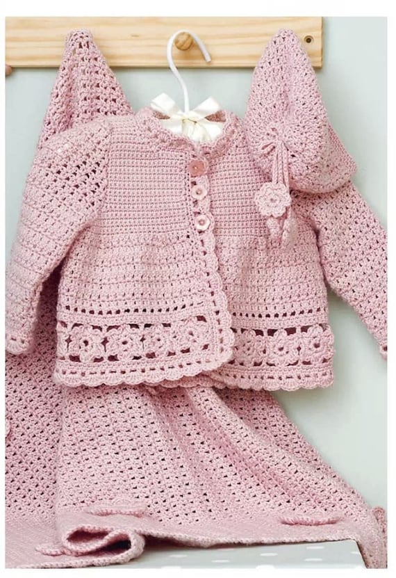 Cardigan Rose Au Crochet Pour Fille George - Taille 18-24 Mois, 100% Coton, Occasion Très Bon état