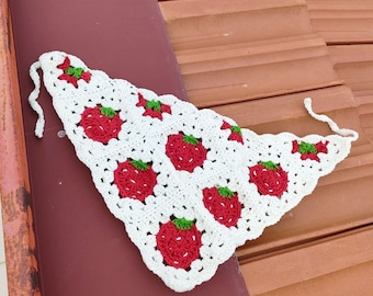Bandana fraise au crochet : modèle pour débutant (téléchargement PDF)