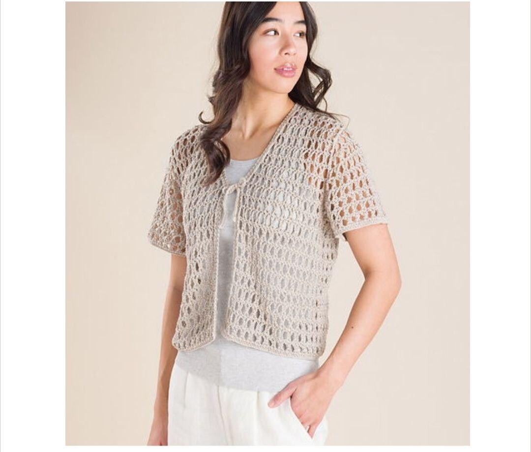 Cardigan Top Lace Crochet Pattern Mesh Cardigan, Cropped