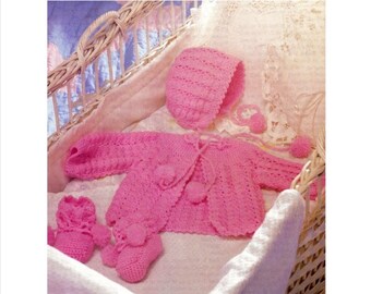 Crochet Baby Cardigan Set PDF Pattern: Newborn Hat & Booties