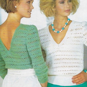 Crochet sweaters v-neck, women sweater, summer sweater crochet pattern PDF image 1