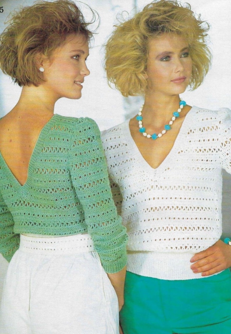 Crochet sweaters v-neck, women sweater, summer sweater crochet pattern PDF image 1