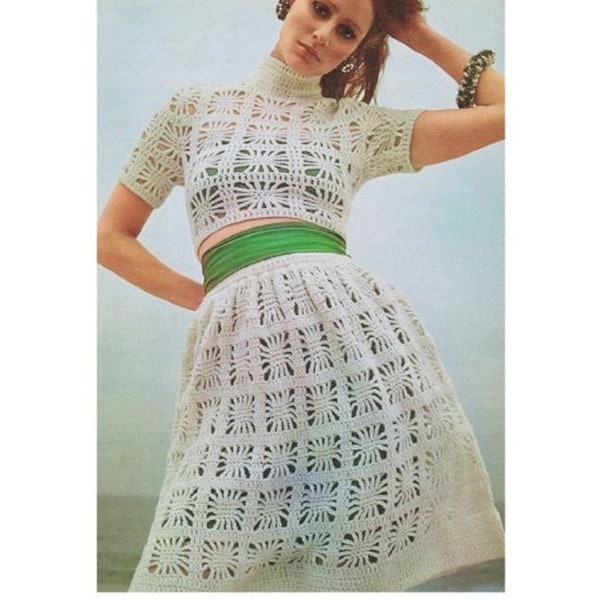 Top skirt crochet pattern, crochet pattern summer suit skirt pdf instant download