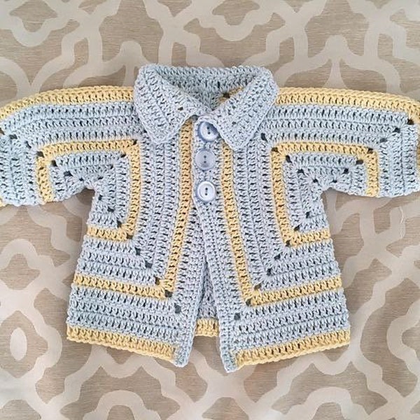 Cardigan hexagon baby, crochet hexagon cardigan, easy baby cardigan  crochet pattern pdf